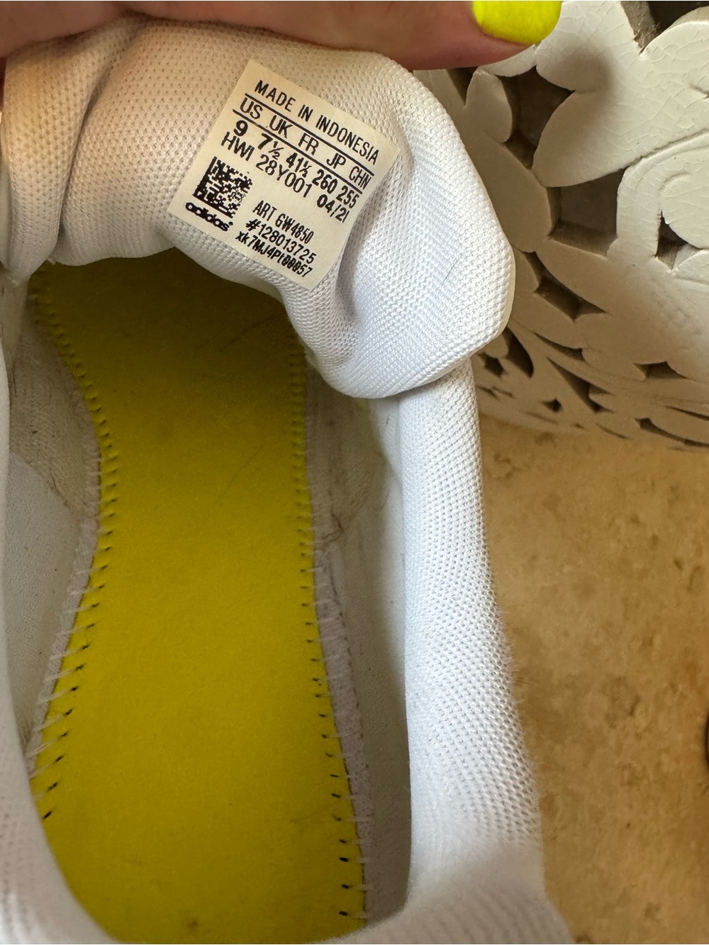 adidas Advantage White Sneakers with Leopard Heel Accent - Picture 5 of 5